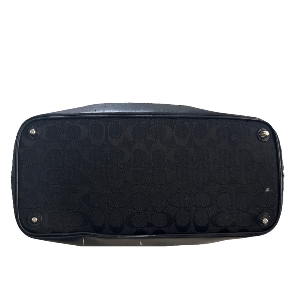 Coach Handbag Black Signature Logo Inside Zip Pocket E04M-7052 Leather Canvas - Picture 5 of 10